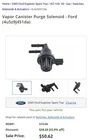Vapor Canister Purge Solenoid 4U5Z-9J451-DA Fit Ford New. Price: $36.00.