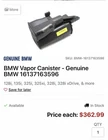 Bmw Vapor Canister 16137163596 New. Price: $280.00.